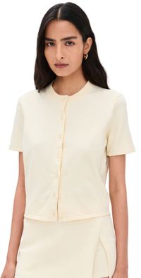 LE BOP Short Sleeve Cardigan Heather Grey L