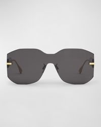 Rectangular Metal Shield Sunglasses