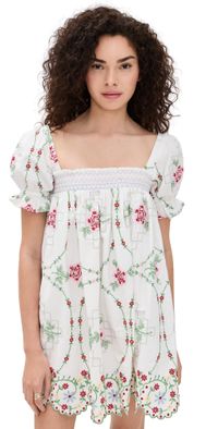 Damson Madder Lulu Rose Embroidery Mini Dress White 6