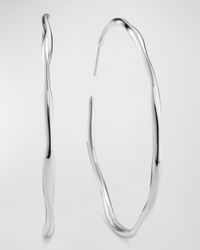 Large Squiggle Hoop Earrings in Sterling Silver