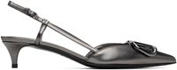Valentino Garavani Gunmetal VLogo Signature Slingback Heels