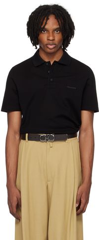 Ferragamo Polo noir à logo brodé
