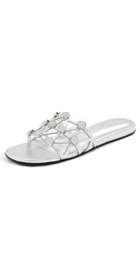 The Attico Grid Slide Flats Silver 36