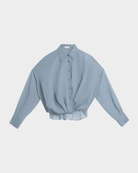 Twisted Sheer Cotton Button-Down Shirt