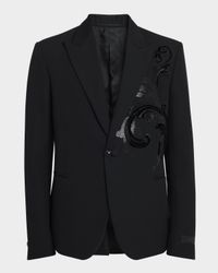 Men's Barocco Leaf Embroidered Dinner Jacket