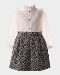 Girl's Floral Damask Skirt Set, Size 2-14