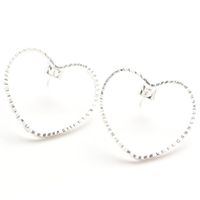 Monsieur Simone - Maxi boucles d'oreilles puces coeurs doré à l'or fin - Taille Unique - Argent