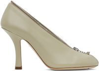 Burberry Khaki Leather Baby Zip Heels