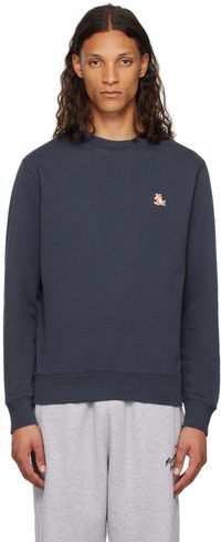 Maison Kitsuné Pull molletonné bleu marine à logo de renard