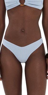 Montce Lulu Zigzag Stitch Bikini Bottoms Classic Blue Stripe M