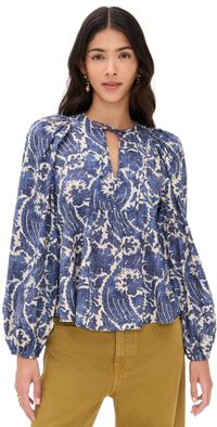 Ulla Johnson Brea Long Sleeve Blouse Ocean 10