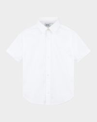 Boy's Logo Embroidered Button Down Shirt, Size 4-5
