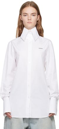 We11done White High-Neck Collar Shirt