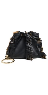 Ulla Johnson Adria Pleated Wave Pochette Noir Fringe One Size