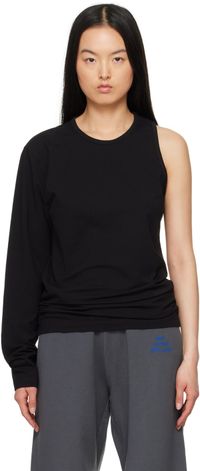 MM6 Maison Margiela T-shirt à manche longue 'Mat satiné brillant' noir