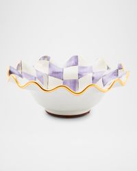 Plum Check Fluted Ceramic Breakfast Bowl