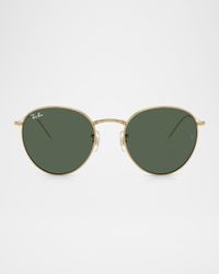 Reverse Metal Round Sunglasses, 53MM