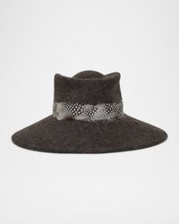 Merle Wool Fedora Hat with Feathers