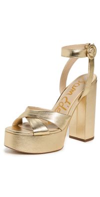 Sam Edelman Savannah Platform Heels Amber Gold 8