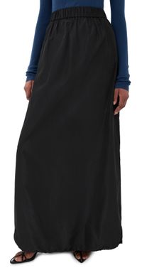 Tibi Italian Sporty Nylon Maxi Anorak Skirt Black XS