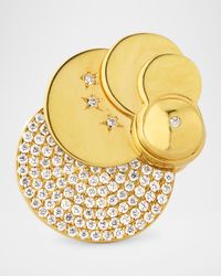 18K Yellow Gold Eclisse Ring with Diamonds, Size 7.5