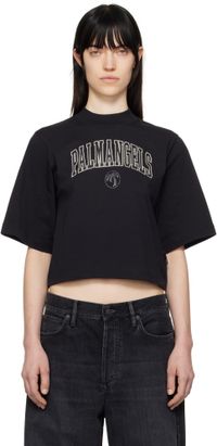 Palm Angels T-shirt écourté noir à logo de style collégial