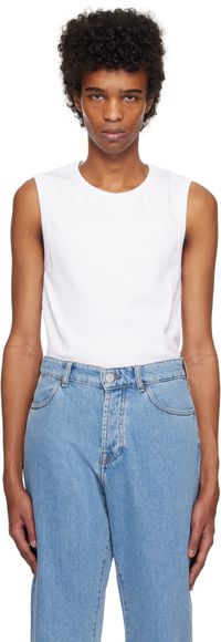 Róhe White Heavy Ribbed Jersey Tank Top
