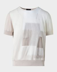 Trapeze Rayonnant Intarsia Layered Short-Sleeve Sweater