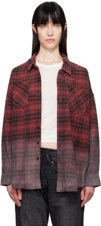 R13 Chemise de travail rouge à emmanchures basses