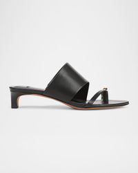 Suzie Leather Kitten-Heel Sandals