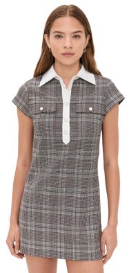 alice + olivia Darby Collared Mini Dress Dark Chocolate/Off White XS