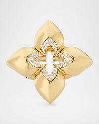 18K Yellow Gold Diamond Venetian Princess Ring, Size 6.5