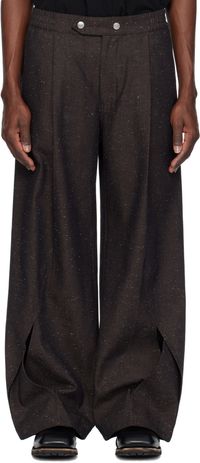 NULLUS Brown Intertwined Structure Trousers