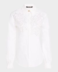 Rose Embroidered Button-Down Shirt