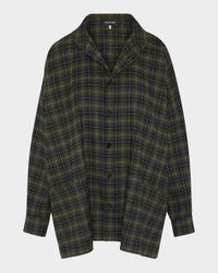 Wide Longer-Back Double Stand-Collar Shirt Jacket (Long Length)