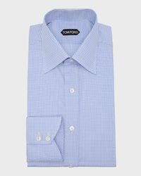 Men's Twill Micro-Gingham Slim-Fit Dress Shirt