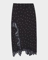 Olivia Polka-Dot Crepe and Lace Maxi Skirt