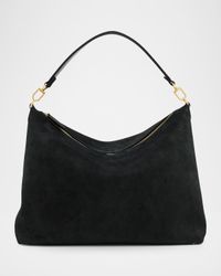Medium Suede Scooped Shoulder Bag