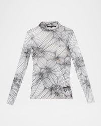 Natasha Printed Mesh Turtleneck