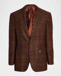 Men's Multi-Plaid Notch Lapel Sport Coat