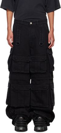 VETEMENTS Black Multipocket Denim Cargo Pants