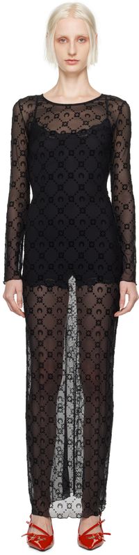 Marine Serre Robe noire à motif Moonogram