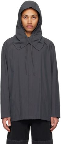 AMOMENTO Gray Hooded Shirt
