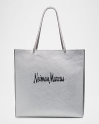 Neiman Marcus Metallic Leather Shopper Tote Bag