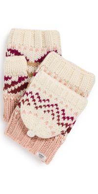 Faherty Color Pop Fair Isle Mittens Brown One Size