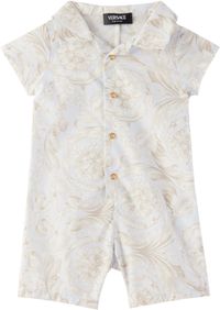 Versace Bébé | Barboteuse bleue à motif Barocco