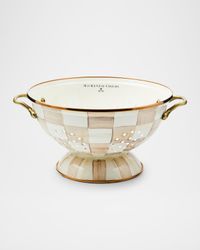 Mocha Check Large Colander