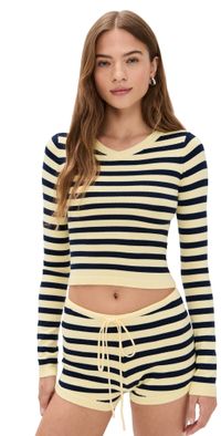 Lioness Barbie Long Sleeve Top Navy Stripe L