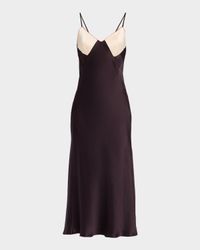 Rory Colorblock Bias-Cut Silk Dress