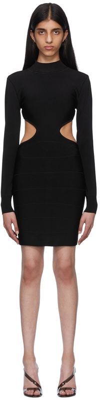 Herve Leger Robe courte noire en rayonne recyclée